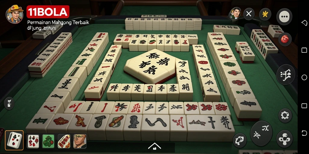 Tampilan utama gameplay Mahjong yang menantang di 11BOLA.
