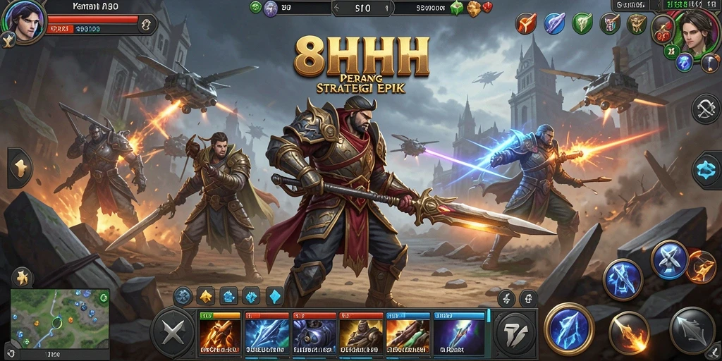 Tampilan gameplay strategis 8HHH yang mendebarkan.