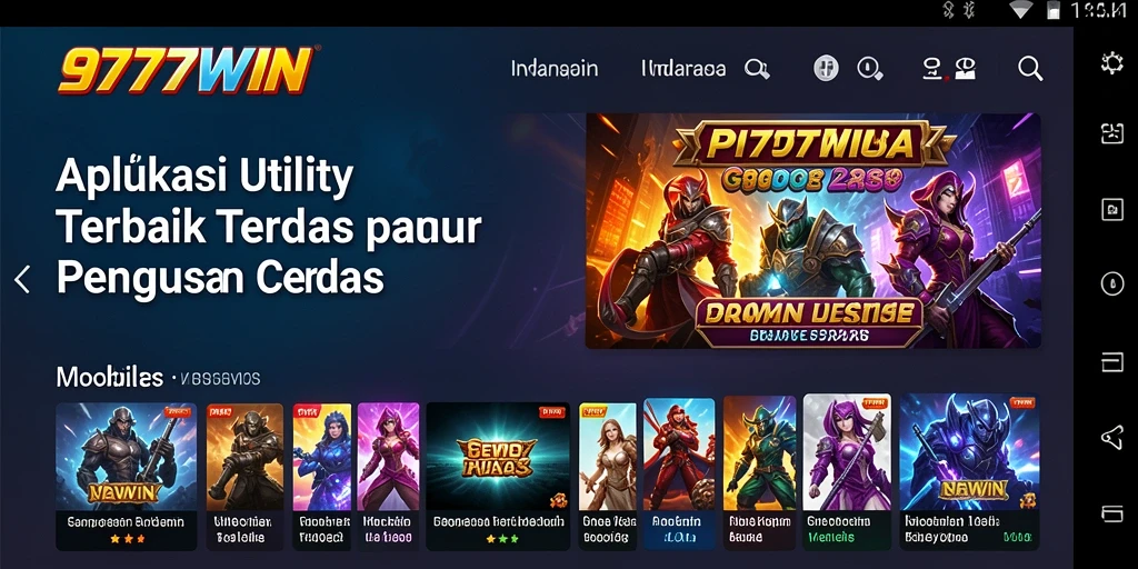Screenshot utama 9777WIN menampilkan tampilan antarmuka aplikasi Utility yang modern.
