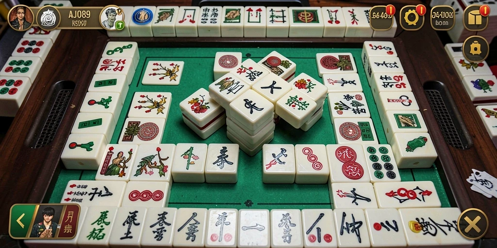 Tampilan gameplay AJO89 yang seru dengan desain ubin Mahjong.