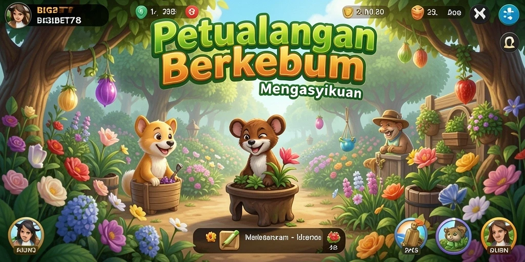 Screenshot utama BIGBET78 menampilkan gameplay seru berkebun dan merawat hewan.