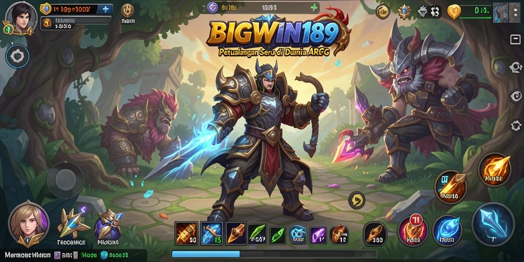 Tangkapan layar gameplay BIGWIN189 menunjukkan pertempuran epik di dunia fantasi.