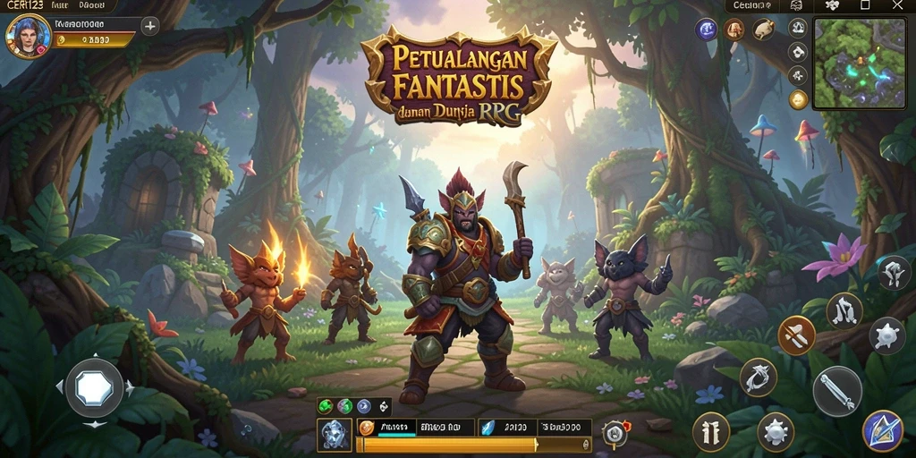 Screenshot gameplay CERI123 menunjukkan pertarungan strategis di dunia RPG.