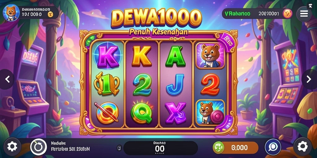 Screenshot DEWA1000 menunjukkan gameplay slot yang mendebarkan.