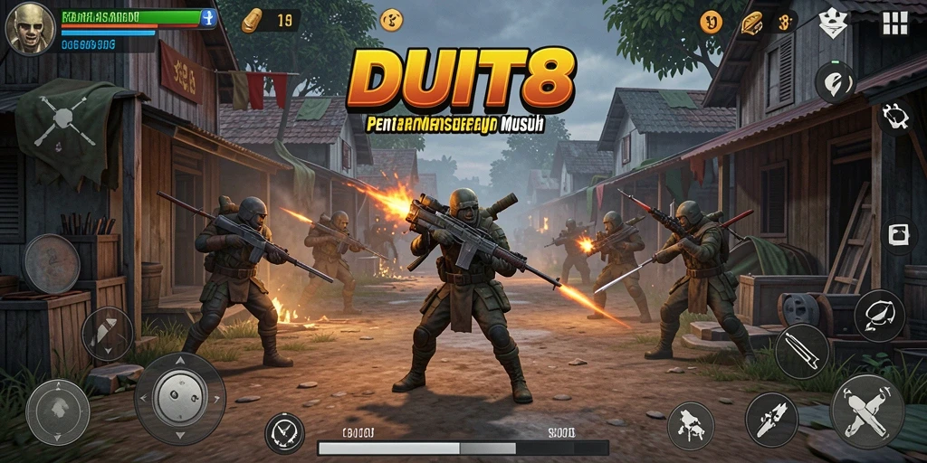 Tampilan gameplay menegangkan dalam DUIT8 Tower Defense.