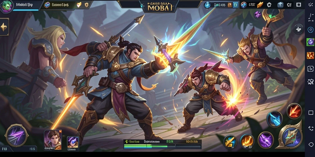 Tampilan permainan F08 yang memukau dalam pertempuran arena MOBA.