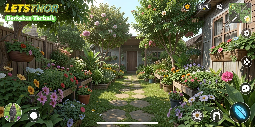 Tangkapan layar gameplay LETSTHOR menampilkan aktivitas bertani yang seru.
