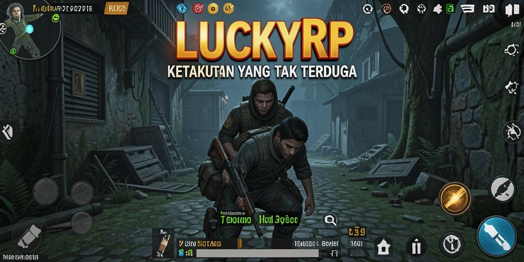 Menampilkan momen menegangkan dari gameplay LUCKYRP.