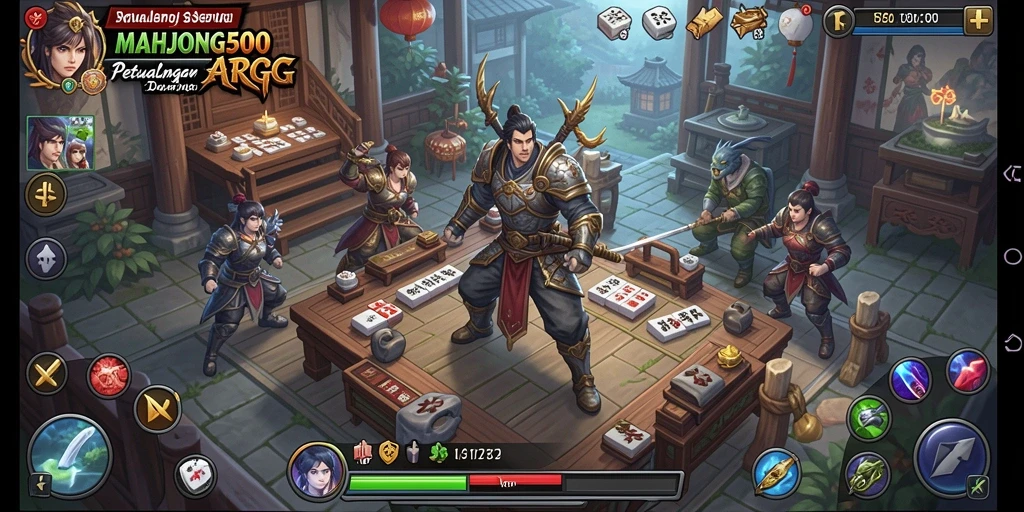 Tampilan seru dari gameplay ARPG MAHJONG500 yang mendebarkan.