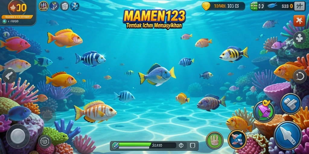Screenshot gameplay MAMEN123 yang seru saat menembak ikan.