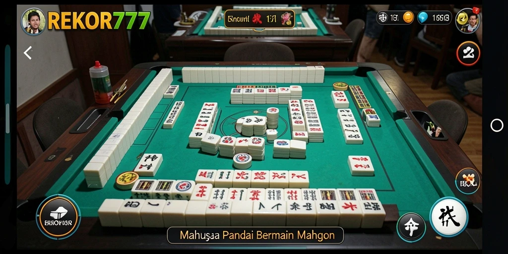 Tampilan gameplay REKOR777 yang menampilkan tantangan Mahjong yang seru.