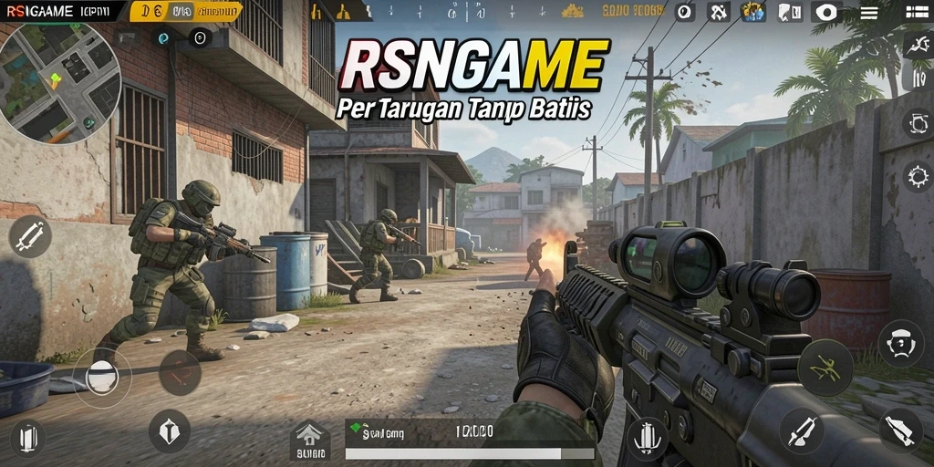 Screenshot menampilkan aksi seru di medan perang RSNGAME.