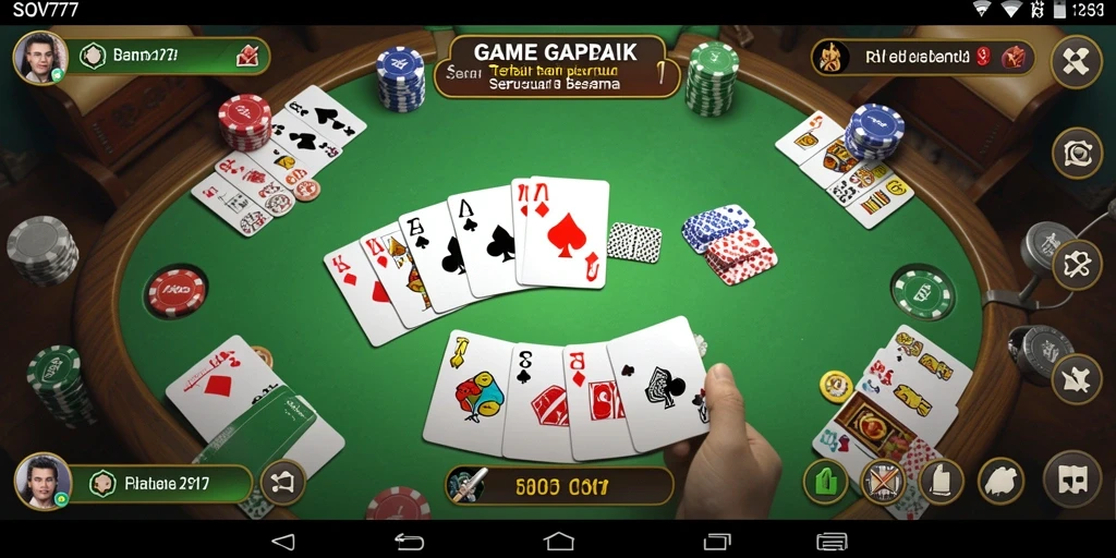 Tangkapan layar SOV777 memperlihatkan gameplay seru dari permainan Gaple.