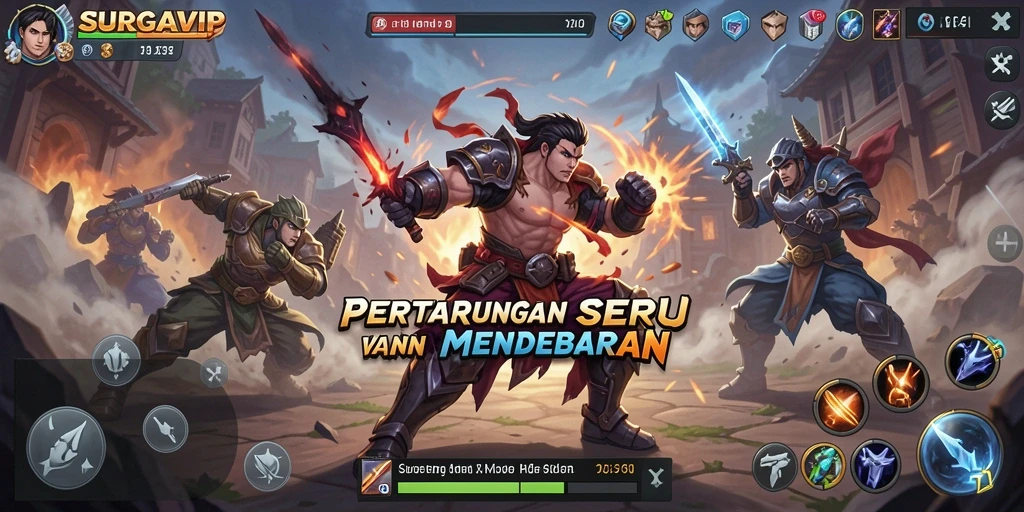 Gameplay mendebarkan dalam pertarungan epik SURGAVIP.